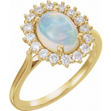 14K Yellow Ethiopian Opal & 3/8 CTW Diamond Ring - 72070609P