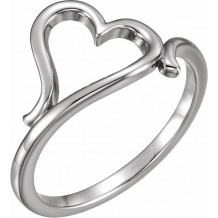 14K White Heart Ring - 51573101P