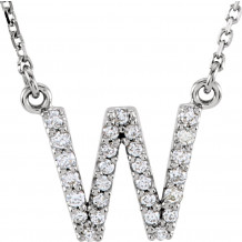 14K White Initial W 1/8 CTW Diamond 16 Necklace - 67311122P