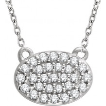 14K White 1/5 CTW Diamond Oval Cluster 16-18 Necklace - 65183260001P