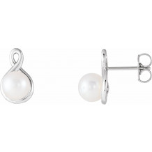 14K White Pearl Earrings - 86726600P