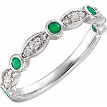 14K White Emerald & 1/6 CTW Diamond Ring - 65198960000P