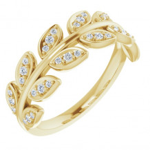 14K Yellow 1/4 CTW Diamond Leaf Ring - 123035601P