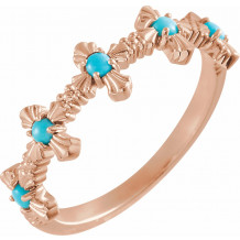 14K Rose Turquoise Cross Ring - R43100602P