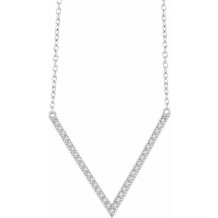 14K White 1/6 CTW Diamond V 16-18 Necklace - 65214760001P