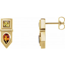 14K Yellow Multi-Gemstone Geometric Bar Drop Earrings - 87039605P