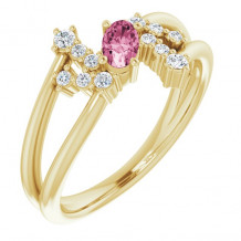 14K Yellow Pink Tourmaline & 1/8 CTW Diamond Bypass Ring - 72099632P
