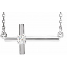 Platinum .06 CTW Diamond Sideways Cross 16-18 Necklace - R42356613P