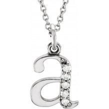14K White .025 CTW Diamond Lowercase Initial a 16 Necklace - 8580360000P