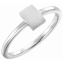 14K White 7x5 mm Rectangle Signet Ring - 51563101P