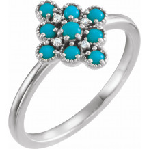 14K White Turquoise & .02 CTW Diamond Ring - 720736001P