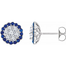 14K White Blue Sapphire & 5/8 CTW Diamond Earrings - 65194860002P