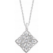 14K White 1/10 CTW Diamond Granulated Filigree 18 Necklace - 65260960000P