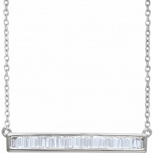 14K White 1/2 CTW Diamond Baguette Bar 16-18 Necklace - 65188560001P