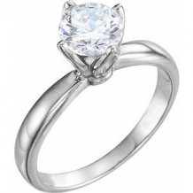 Platinum 1/4 CTW Diamond Tulipset Solitaire Engagement Ring. Size 6