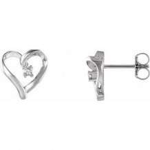 14K White .04 CTW Diamond Heart Earrings