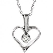 14K White .03 CTW Diamond Heart 18" Necklace