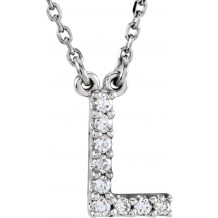 14K White Initial L .08 CTW Diamond 16 Necklace - 67311111P