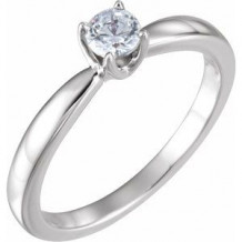14K White 1/3 CTW Round Solitaire Engagement Ring. Size 6