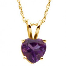 14K Yellow 6x6 mm Heart Amethyst Solitaire 18 Necklace - 6902561149P