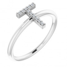 14K White .06 CTW Diamond Initial T Ring - 1238346095P