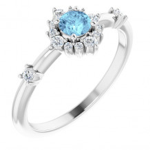 14K White Aquamarine & 1/6 CTW Diamond Ring - 720886011P