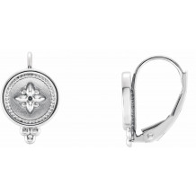 14K White Beaded Lever Back Earrings - 86552600P