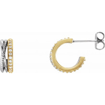 14K Yellow/White 1/5 CTW Beaded Hoop Earrings - 86549604P