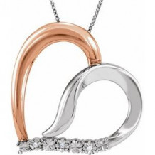 14K Rose Gold-Plated Sterling Silver .02 CTW Diamond Heart 18" Necklace