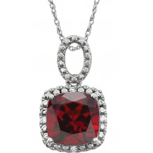 14K White Mozambique Garnet & .03 CTW Diamond 18 Necklace - 651606105P