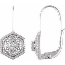 14K White .06 CTW Diamond Filigree Earrings
