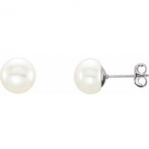 Sterling Silver 8-9 mm White Freshwater Cultured Pearl Earrings