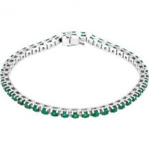14K White Emerald Line 7" Bracelet