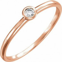 14K Rose .06 CTW Diamond Bezel-Set Solitaire Ring