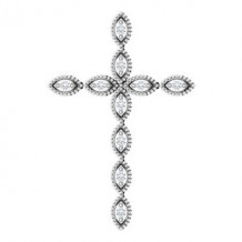 14K White 1/10 Diamond Cross Pendant