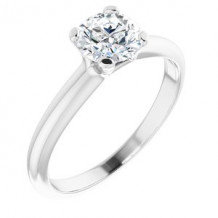 14K White 6.5 mm Round Forever One Created Moissanite Ring. Size 7