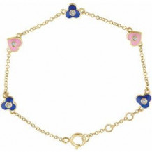 14K Yellow .04 CTW Diamond Flowers & Hearts 5-7" Bracelet