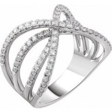 14K White 9/10 CTW Diamond Criss-Cross Ring