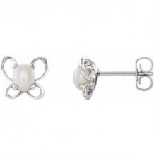 Sterling Silver 4x3 mm Oval June Youth Butterfly Birthstone Earrings