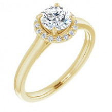14K Yellow 6.5 mm Round Forever one Moissanite & 1/8 CTW Diamond Engagement Ring. Size 7