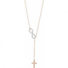 14K Rose 1/5 CTW Diamond Infinity-Inspired Cross 16-18" Necklace
