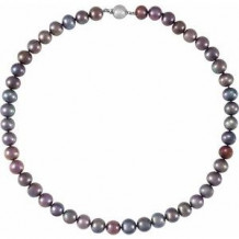 Sterling Silver Black Freshwater Cultured Pearl 18" Necklace