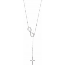 14K White 1/5 CTW Diamond Infinity-Inspired Cross 16-18 Necklace - 65345660000P