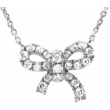 14K White 1/6 CTW Diamond Bow 18 Necklace - 65193760000P
