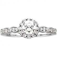 14K White 3/4 CTW Diamond Halo-Style Engagement Ring. Size 7