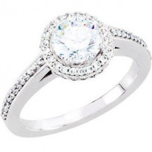 14K White 6.5 mm Round 1 3/8 CTW Diamond Semi-Set Engagement Ring. Size 7