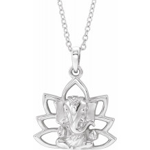14K White Ganesha 16-18 Necklace - 86942106P
