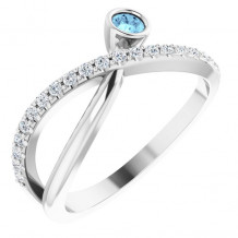 14K White Aquamarine & 1/5 CTW Diamond Ring - 72072612P