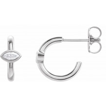 14K White 1/8 CTW Diamond Hoop Earrings - 87081610P