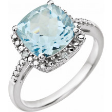 14K White Sky Blue Topaz & .03 CTW Diamond Ring - 651604101P